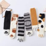 Thick, Warm Winter Socks with Fluffy Cat Paw Design - Image 4
