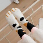 Thick, Warm Winter Socks with Fluffy Cat Paw Design - Image 7