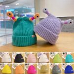 Winter Parent-Child Cute Glowing Little Monster Knit Hat - Image 5